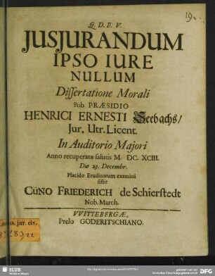 Jusjurandum Ipso Iure Nullum : Dissertatione Morali