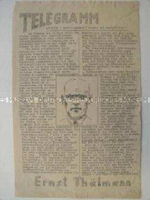 Illustriertes Propagandaflugblatt der KPD für die Wahl von Ernst Thälmann bei der Reichspräsidentenwahl 1932