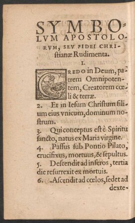 Symbolum Apostolorum, Seu Fidei Christianae Rudimenta.