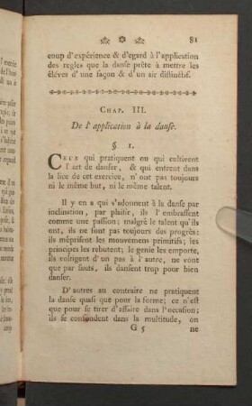 Chap. III. De l' application a la danse