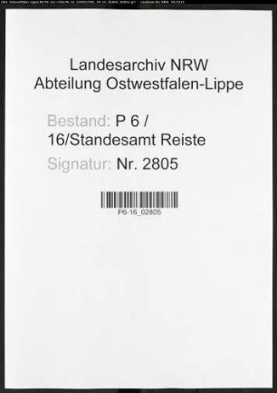 Sterberegister Standesamt Reiste