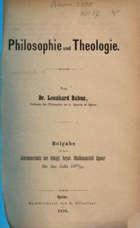 Philosophie und Theologie