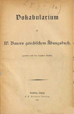Griechisches Übungsbuch, 1a
