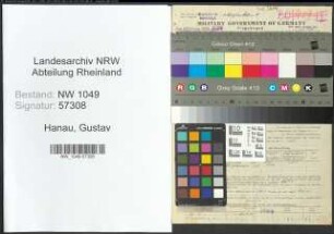 Entnazifizierung Gustav Hanau , geb. 18.06.1898 (Kaufmann)