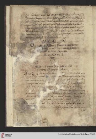 Extract eines Schreibens de Alberti Dureri
