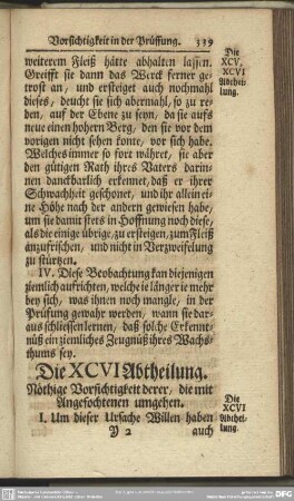 Die XCVI Abtheilung. Nöthige Vorsichtigkeit derer, die mit Angefochtenen umgehen