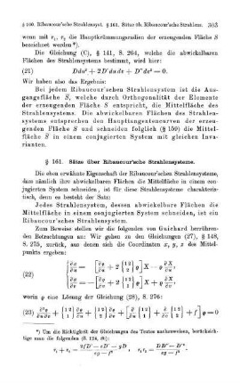 § 161. Sätze über Ribaucour'sche Strahlensysteme.