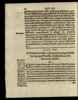 Cap. VII. De Tabularum Usu in aliis numeris proportionalibus ...