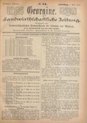 Sechzigster Jahrgang. No. 14. Insterburg, 1. April 1892.