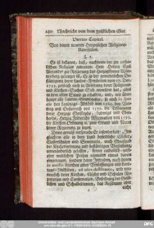 Viertes Capitel. Von denen neueren Herzoglichen Religions-Reversalien.