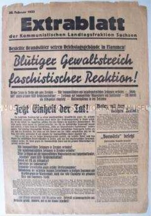 Sonderdruck der KPD Sachsen zum Reichstagsbrand