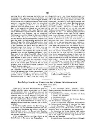 Die Bürgerkunde im Unterricht der höheren Mädchenschule : (Fortsetzung)
