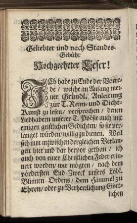 Geliebter und nach Standes Gebühr Hochgeehrter Leser!