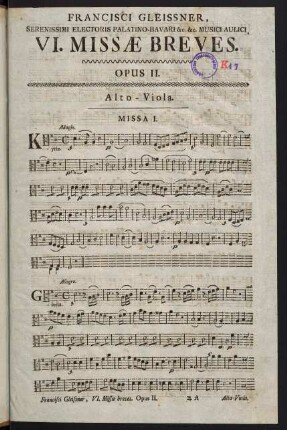 1-32, VI. Missae Breves. Opus II. Alto-Viola.
