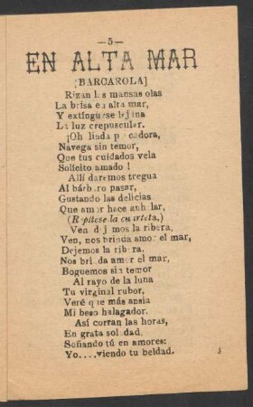 En Alta Mar : (Barcarola)