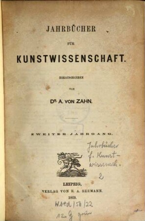Jahrbücher für Kunstwissenschaft. 2, 2. 1869