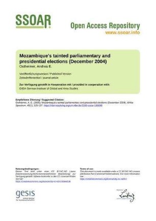 Mozambique's tainted parliamentary and presidential elections (December 2004)