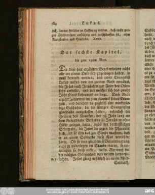 Das sechste Kapitel, bis zum 19ten Vers.