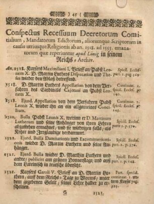 Conspectus recessuum decretorum comitialium, ...