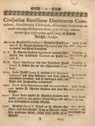 Conspectus recessuum decretorum comitialium, ...