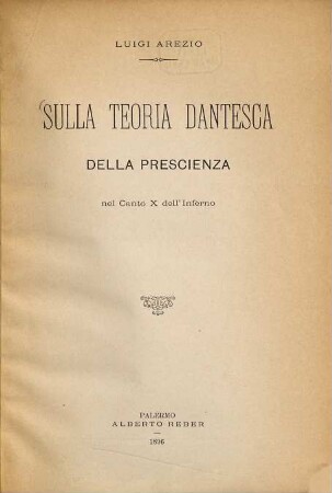 Sulla teoria Dantesca della Prescienza nel Canto X dell'Inferno