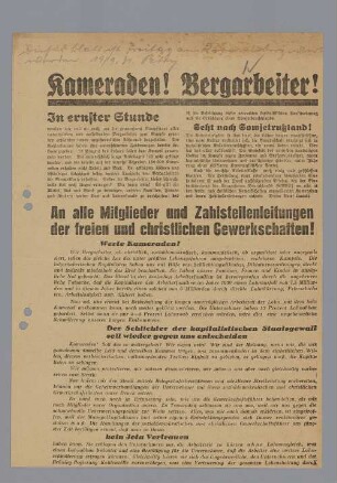 "Kameraden! Bergarbeiter!"