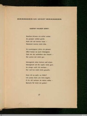 Kaspar Hauser singt:
