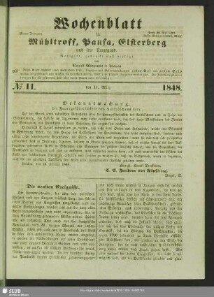 Wochenblatt für Mühltroff, Pausa, Elsterberg und Umgegend