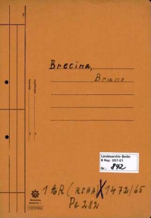 Personenheft Bruno Brezina (*14.08.1908), Polizeisekretär