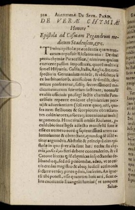 De Veræ Chymiæ Honore [...]