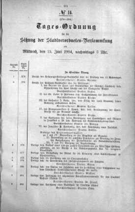 Tages-Ordnung, 15. Juni 1904