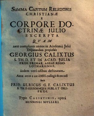 Summa capitum religionis christianae ...