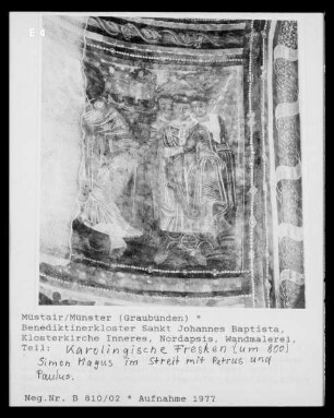 Karolingische Dekoration der Nordapsis: Traditio legis und Szenen aus dem Leben des Paulus — Begegnung von Petrus und Paulus vor Rom (Passio 3)