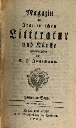 Magazin der italienischen Litteratur und Künste. 7. 1783