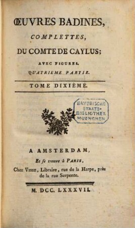 Œuvresbadines, Complettes Du Comte Caylus : Avec Figures, 10