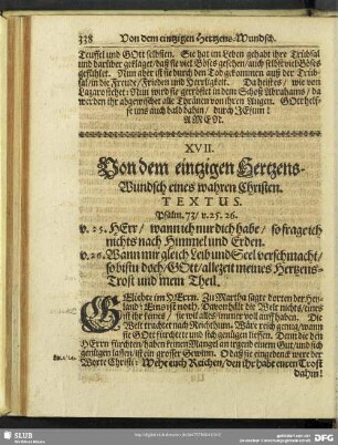 XVII. Von dem eintzigen Hertzens-Wundsch eines wahren Christen