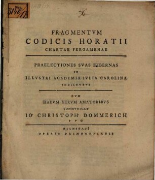 Fragmentum codicis Horatii chartae pergamenae