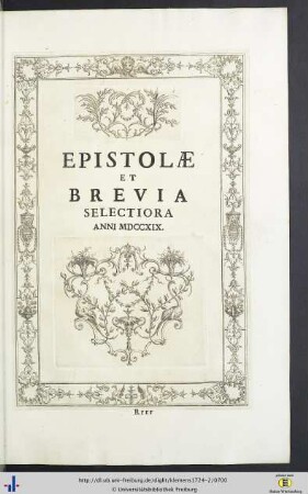 Epistolae Et Brevia Selectiora Anni MDCCXIX.