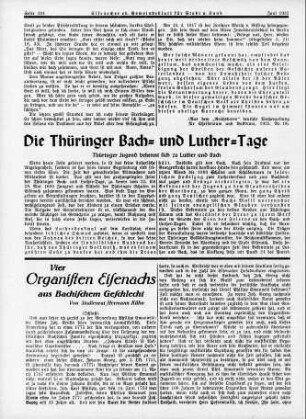 Die Thüringer Bach- und Luther-Tage, Thüringer Jugend bekennt sich zu Bach