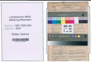 Entnazifizierung Gertrud Ridder , geb. 30.12.1891 (Ordensschwester)
