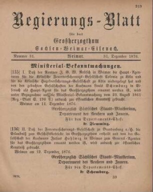 Nr. 31 : 31. Dezember 1876