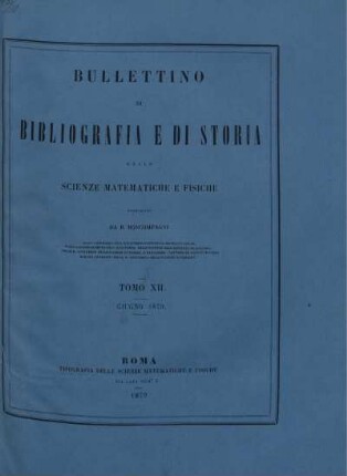 Tomo XII. Giugno 1879.