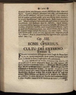 Cap. XIII. De Bonis Operibus. & Cultu Dei Externo.