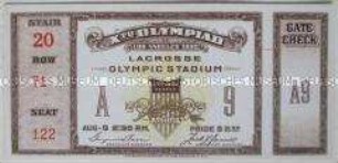 Eintrittskarte der X. Olympischen Spiele 1932 in Los Angeles für das Olympiastadion Lacrosse
