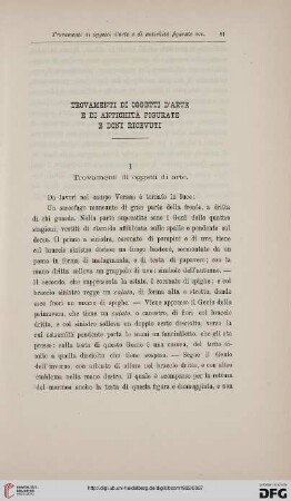 20: Trovamenti di oggetti d'arte e di antichità figurate e doni ricevuti