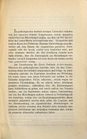 Die Entwicklung der Schädelform bei der congenitalen partiellen Exencephalie (Hernia cerebri vera) : Inaug.-Diss.