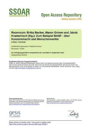 Rezension: Britta Becker, Maren Grimm und Jakob Krameritsch (Hg.): Zum Beispiel BASF - über Konzernmacht und Menschenrechte