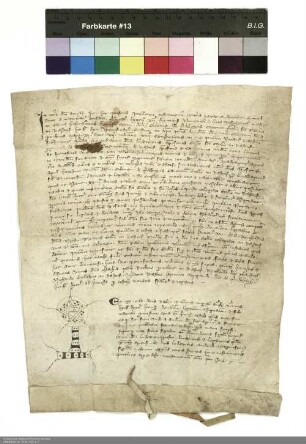 Notariatsinstrument über die Schenkung von 40 Äckern in Rasdorf an den Kirchenbaufond durch Ludwig von Rasdorf, Propst in Rasdorf