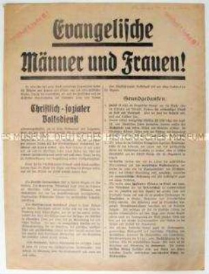 Programmatische Propagandaflugblatt des Christlich-Sozialen Volksdienstes