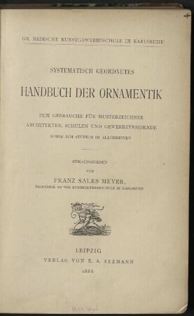 Systematisch geordnetes Handbuch der Ornamentik.
